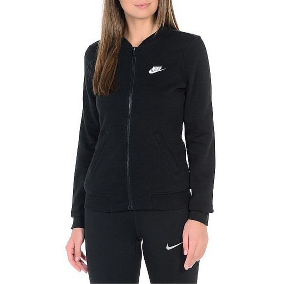 Nike Fleece Track Full Zip Jacket “Just do it” Black Size woman’s size medium - Picture 1 of 13